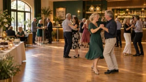 Paare verschiedener Generationen tanzen gemeinsam im Eventsaal Oliver